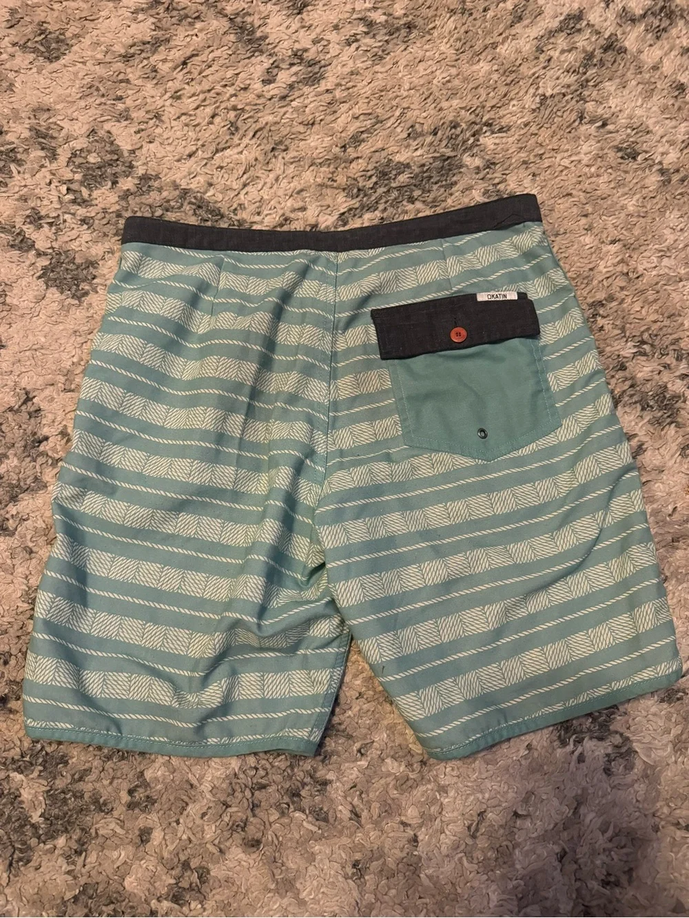 Katin Teal and White Striped Board Shorts men’s 30 waist